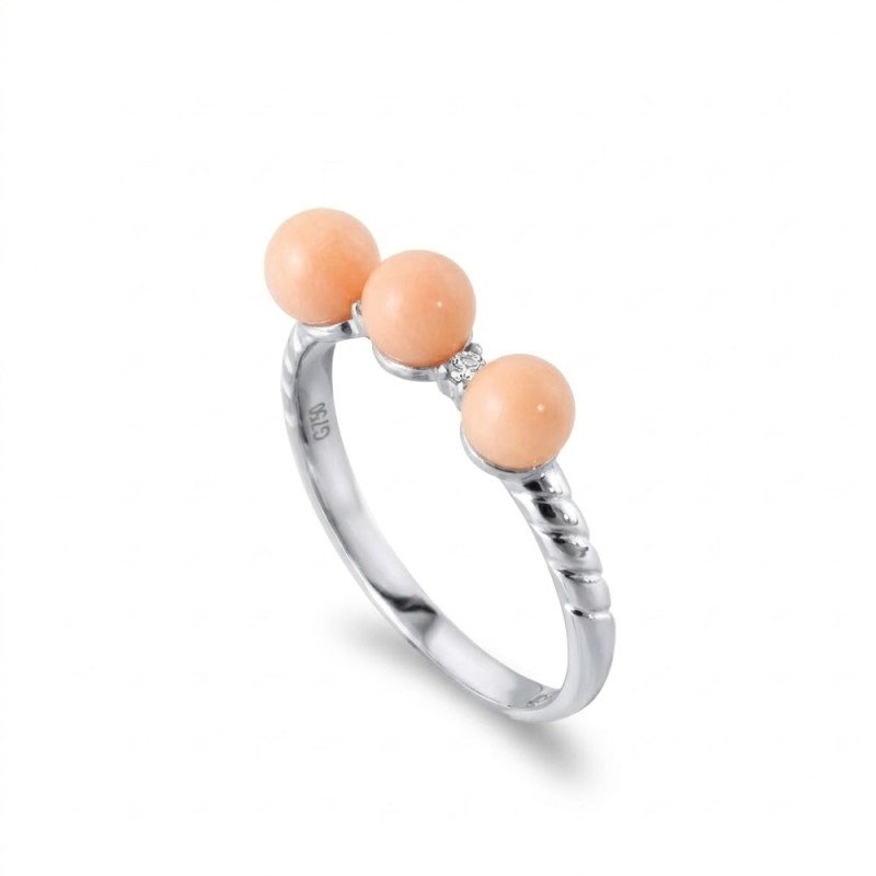 Δαχτυλίδι λευκόχρυσο Κ18 με κοράλλια - M121401W